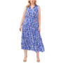 Plus Size Printed Ruffle-Front Sleeveless Maxi Dress