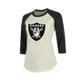 Women's Threads Davante Adams Cream, Black Las Vegas Raiders Player Name & Number Raglan 3/4-Sleeve T-shirt