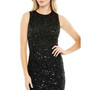 Women's Sequined High Neck Sleeveless Flared Dress