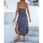 Women's Striped Drawstring Waist Beach Dress
