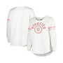 Women's White Ohio State Buckeyes Plus Size Contrast Stripe Scoop Neck Long Sleeve T-shirt