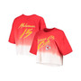 Women's Threads Patrick Mahomes Red, White Kansas City Chiefs Drip-Dye Player Name and Number Tri-Blend Crop T-shirt