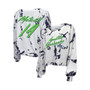 Women's Threads DK Metcalf White Seattle Seahawks Off-Shoulder Tie-Dye Name and Number Long Sleeve V-Neck Crop-Top T-shirt