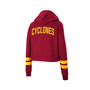 Women's Cardinal Iowa State Cyclones Throwback Stripe Cropped Pullover Hoodie