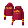 Women's Cardinal Iowa State Cyclones Throwback Stripe Cropped Pullover Hoodie