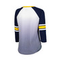 Women's White, Navy West Virginia Mountaineers Lead Off Ombre Raglan 3/4-Sleeve V-Neck T-shirt
