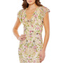 Women's Floral Embellished Flutter Cap Sleeve Dress