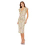 Women's Floral Embellished Flutter Cap Sleeve Dress