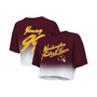 Women's Threads Chase Young Burgundy, White Washington Football Team Drip-Dye Player Name and Number Tri-Blend Crop T-shirt