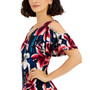 Petite V-Neck Cold-Shoulder Printed Maxi Dress