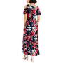 Petite V-Neck Cold-Shoulder Printed Maxi Dress