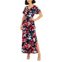 Petite V-Neck Cold-Shoulder Printed Maxi Dress