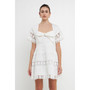 Women's Lace Trim Mini Dress with Front Bow