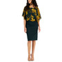 Women's Floral-Print Cape-Overlay Dress