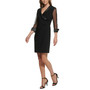 Petite Illusion-Sleeve Faux-Wrap Dress