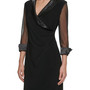 Petite Illusion-Sleeve Faux-Wrap Dress