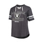 Women's Branded Heather Charcoal Las Vegas Raiders Plus Size Lace-Up V-Neck T-shirt