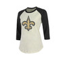Women's Threads Tyrann Mathieu Cream, Black New Orleans Saints Name & Number Raglan 3/4 Sleeve T-shirt
