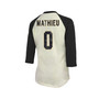 Women's Threads Tyrann Mathieu Cream, Black New Orleans Saints Name & Number Raglan 3/4 Sleeve T-shirt