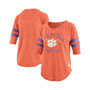 Women's Orange Clemson Tigers Jade Vintage-Like Washed 3/4-Sleeve Jersey T-shirt