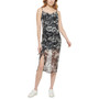 Women's Printed Mesh Side-Ruched Dress