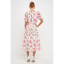 Women's Floral Print Linen Midi Dress