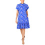 Women's Floral-Print Mock-Neck Ruffle Dress