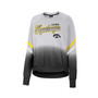 Women's Gray Iowa Hawkeyes Cue Cards Dip-Dye Raglan Pullover Sweatshirt