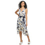 Women's Floral-Print Tie-Waist Faux-Wrap Asymmetrical-Hem Dress