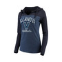 Women's Navy Villanova Wildcats Knockout Color Block Long Sleeve V-Neck Hoodie T-shirt