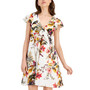 Petite Floral Cotton Tie-Front Flutter-Sleeve Dress