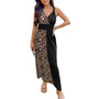 Women's Leopard Print Two-Tone Maxi Cover Up Dress