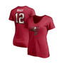 Women's Tom Brady Red Tampa Bay Buccaneers Player Icon Name and Number V-Neck T-Shirt