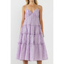 Women's Check Print Gauze Midi Dress