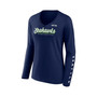 Women's Branded College Navy Seattle Seahawks Drive Forward V-Neck Long Sleeve T-shirt