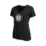 Women's Black, White Brooklyn Nets V-Neck T-shirt Combo Pack