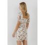 Women's Floral Mesh Ruched Mini Dress with Short Sleeves