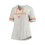 Women's Heathered Gray Texas Longhorns Plus Size Lace-Up V-Neck T-shirt