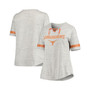 Women's Heathered Gray Texas Longhorns Plus Size Lace-Up V-Neck T-shirt