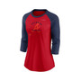Women's Red, Navy Atlanta Braves Next Up Tri-Blend Raglan 3/4-Sleeve T-shirt
