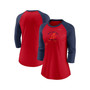Women's Red, Navy Atlanta Braves Next Up Tri-Blend Raglan 3/4-Sleeve T-shirt