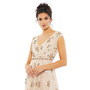Women's Embellished Wrap Over Cap Sleeve A-Line Gown