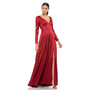Women's Ieena Satin V Neck Long Sleeve Pleated Gown