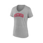 Women's Branded Heather Gray Wisconsin Badgers Basic Arch V-Neck T-shirt