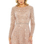 Women's Disc Embellished Sequin Gown with Feather Detail