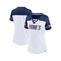 Women's Branded White New England Patriots Dueling Slant V-Neck Lace-Up T-shirt