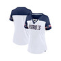 Women's Branded White New England Patriots Dueling Slant V-Neck Lace-Up T-shirt