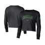 Women's Black Oregon Ducks 2-Hit Cropped Long Sleeve Logo T-shirt