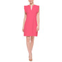 Women's Scuba Crepe Notch-Neck Ruffle Sleeve Shift Dress