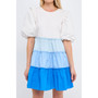 Women's Colorblock Multi Tiered Ruffled Mini Dress